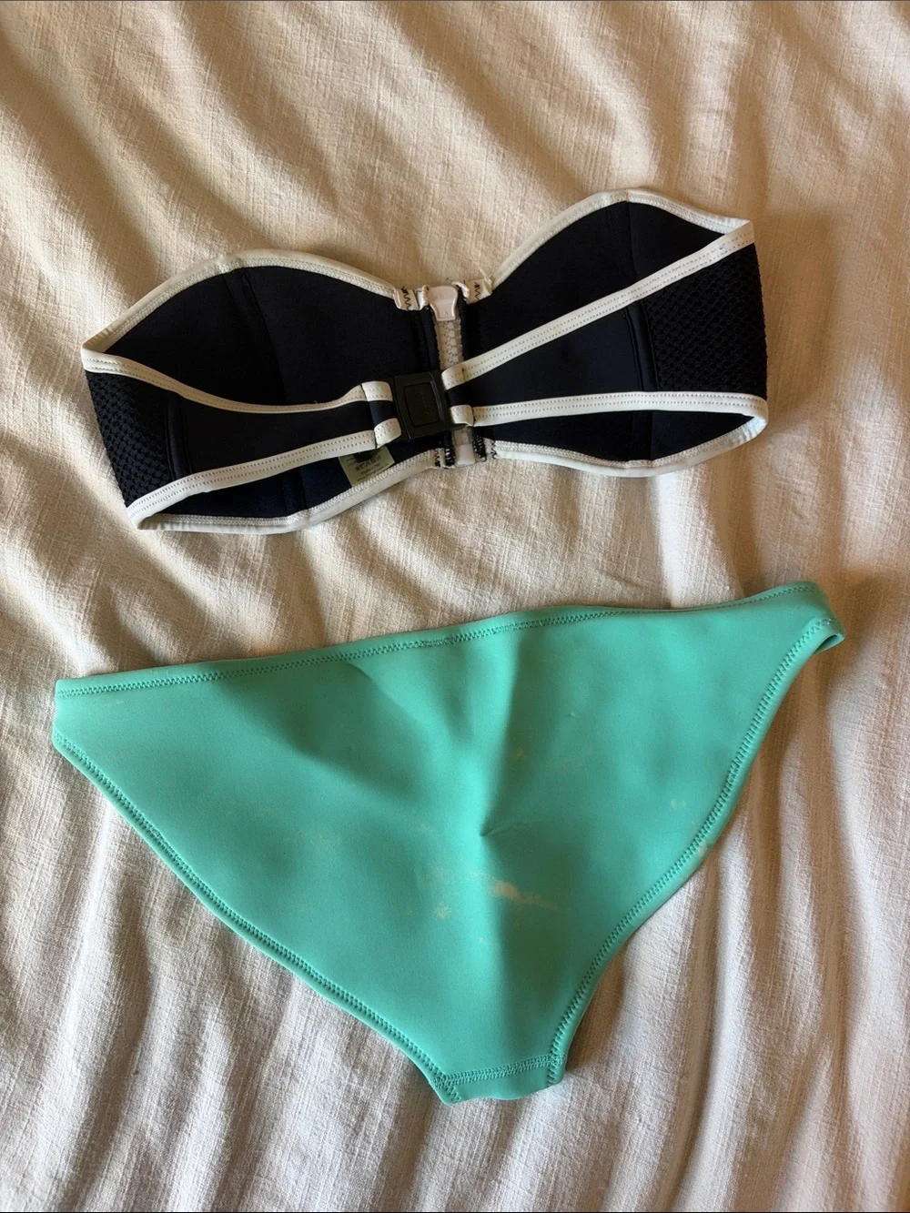 triangl swimwear Black Bandeau Top with Mint Green Bikini Bottom